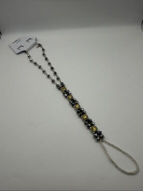 Beaded Barefoot Sandal Anklet Toe Loop Gunmetal Gold Silver Boho